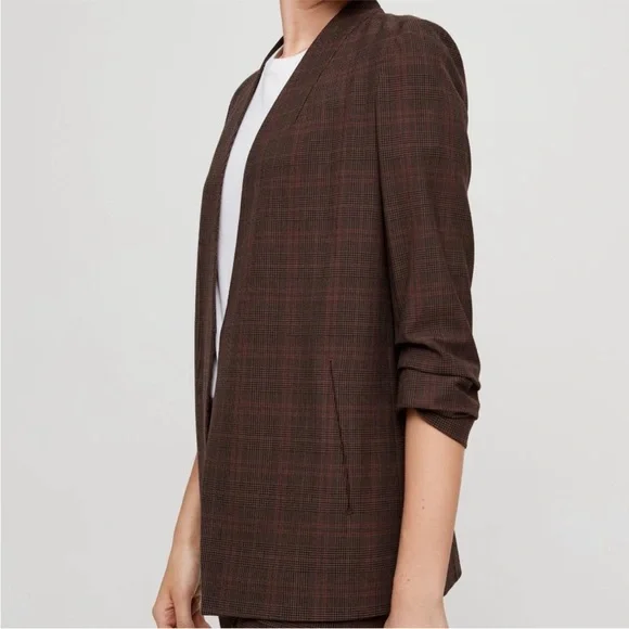 Aritzia Babaton Power Blazer in Brown Plaid Women’s Size 10 - Picture 2 of 13